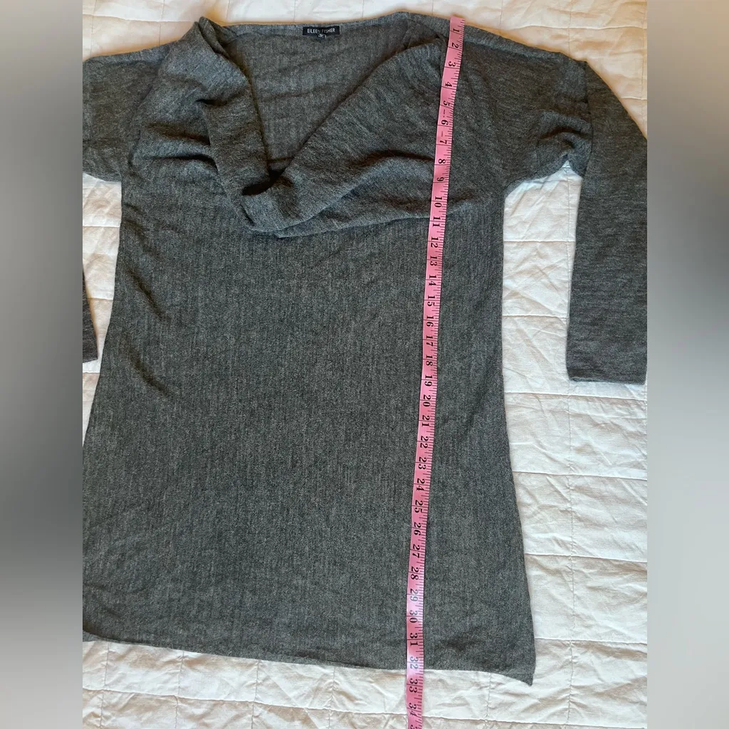 Eileen Fisher 100% Baby Alpaca Gray Knit Cowl Neck Sweater Tunic / Mini Dress -M - Image 5