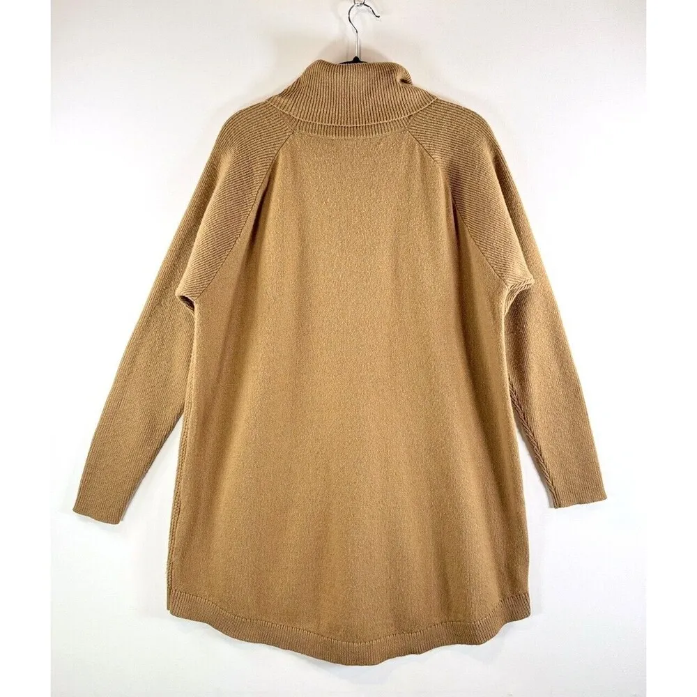 Woolrich Sweater Brown Tunic Waffle Knit Ribbed Wool Turtle Neck Pullover XL - Image 2