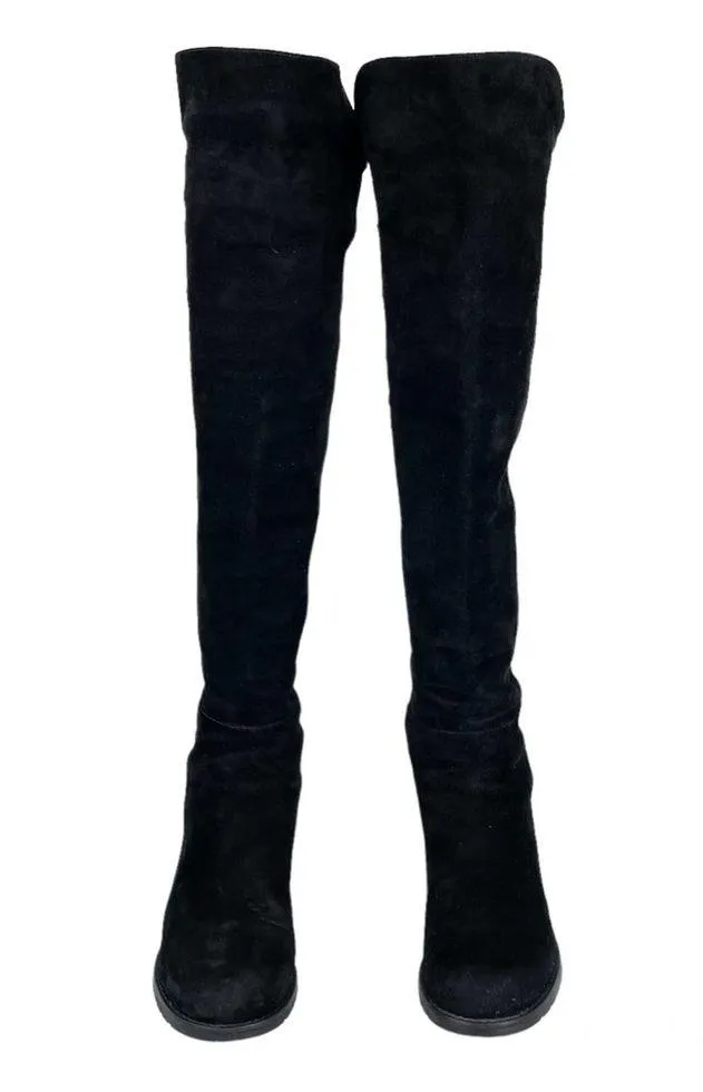 Stuart Weitzman 5050 Suede Over the Knee Boots Sz 5.5 Black Stretch Panel - Image 3