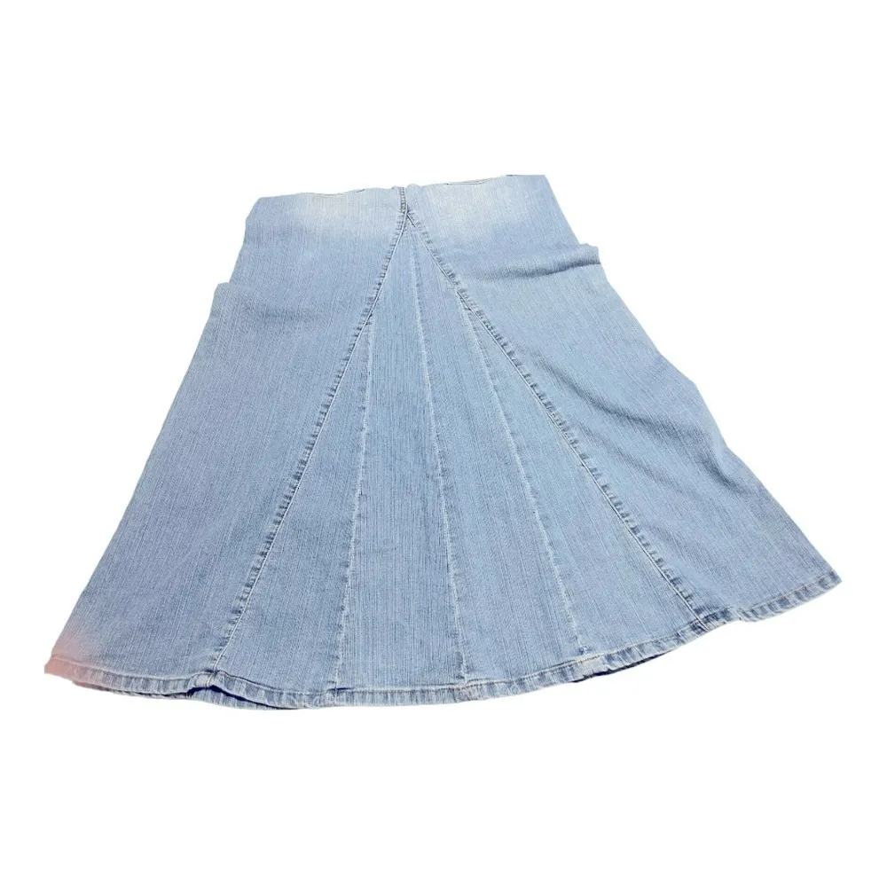 VTG Route 66 Original Clothing Co Denim Maxi Skirt 5/6 Light Wash Flared Panel - Image 8
