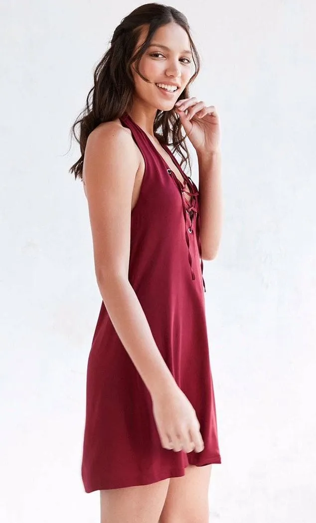 Ecote Lace-up Halter Mini Dress - Image 5