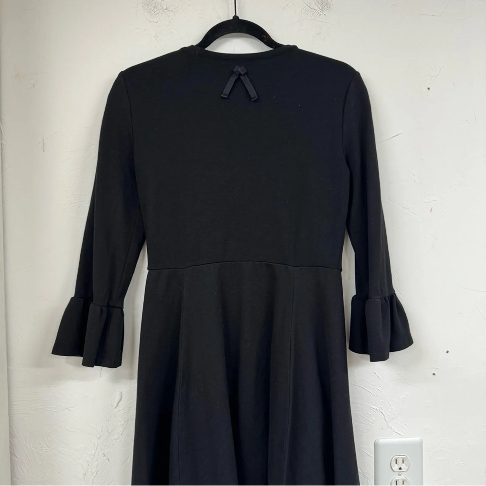 Kate Spade Broome Street Black Bell Sleeve Ponte Mini Dress Womens S Whimsigoth - Image 7