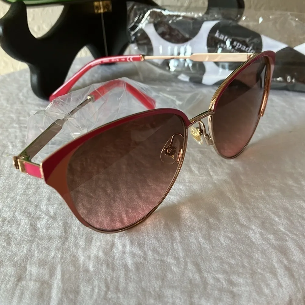 Kate Spade: Pink/Gold Tone Wire IANNA Cat Eye Sunglasses - Image 10