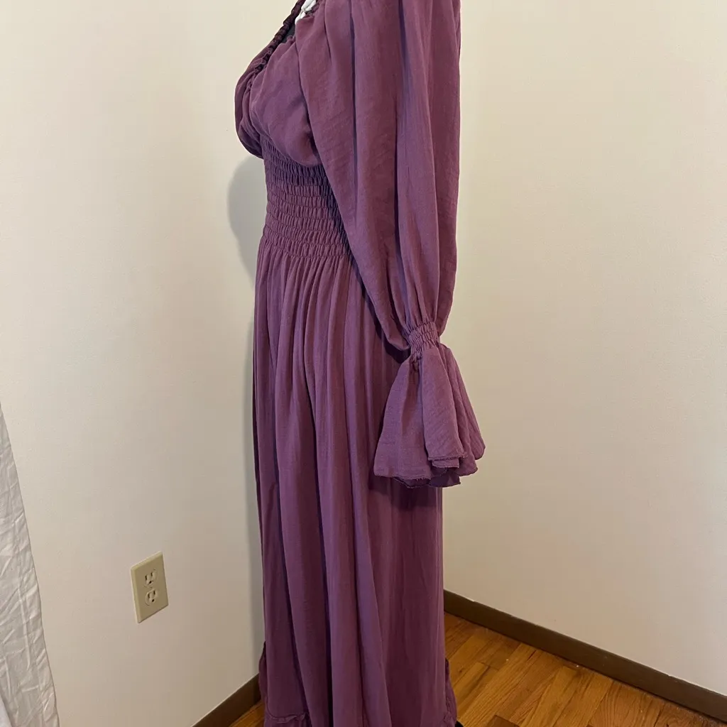 Organic Cotton Bamboo Maxi Dress Purple Size L - Image 3