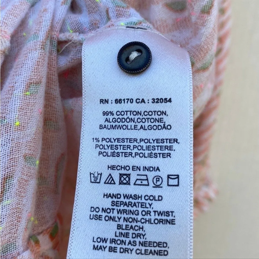 Anthropologie Maeve XS balloon sleeve yarn dyed coral pattern cotton- DEFECT - Image 10