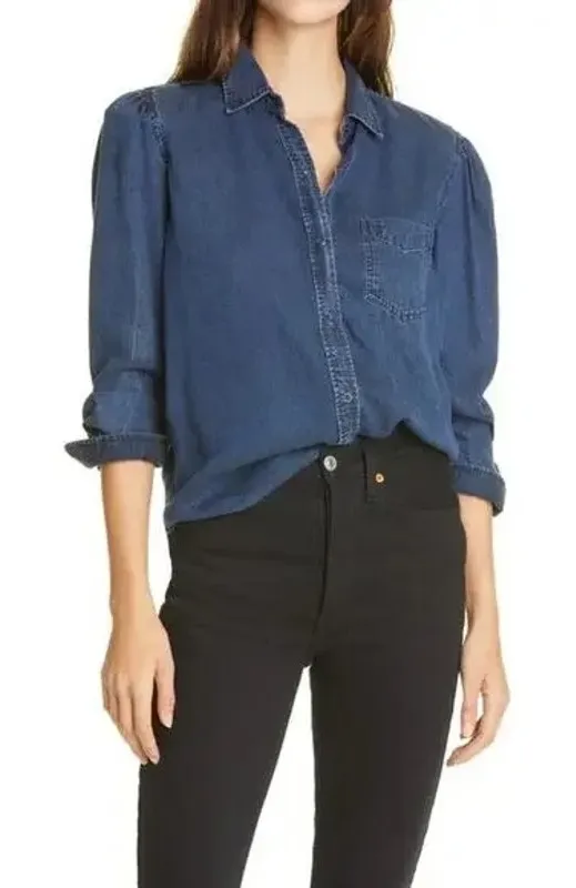Rails Long Sleeve Button Up Madelyn Chambray Shirt Top Pacific Blue Wash Small - Image 1