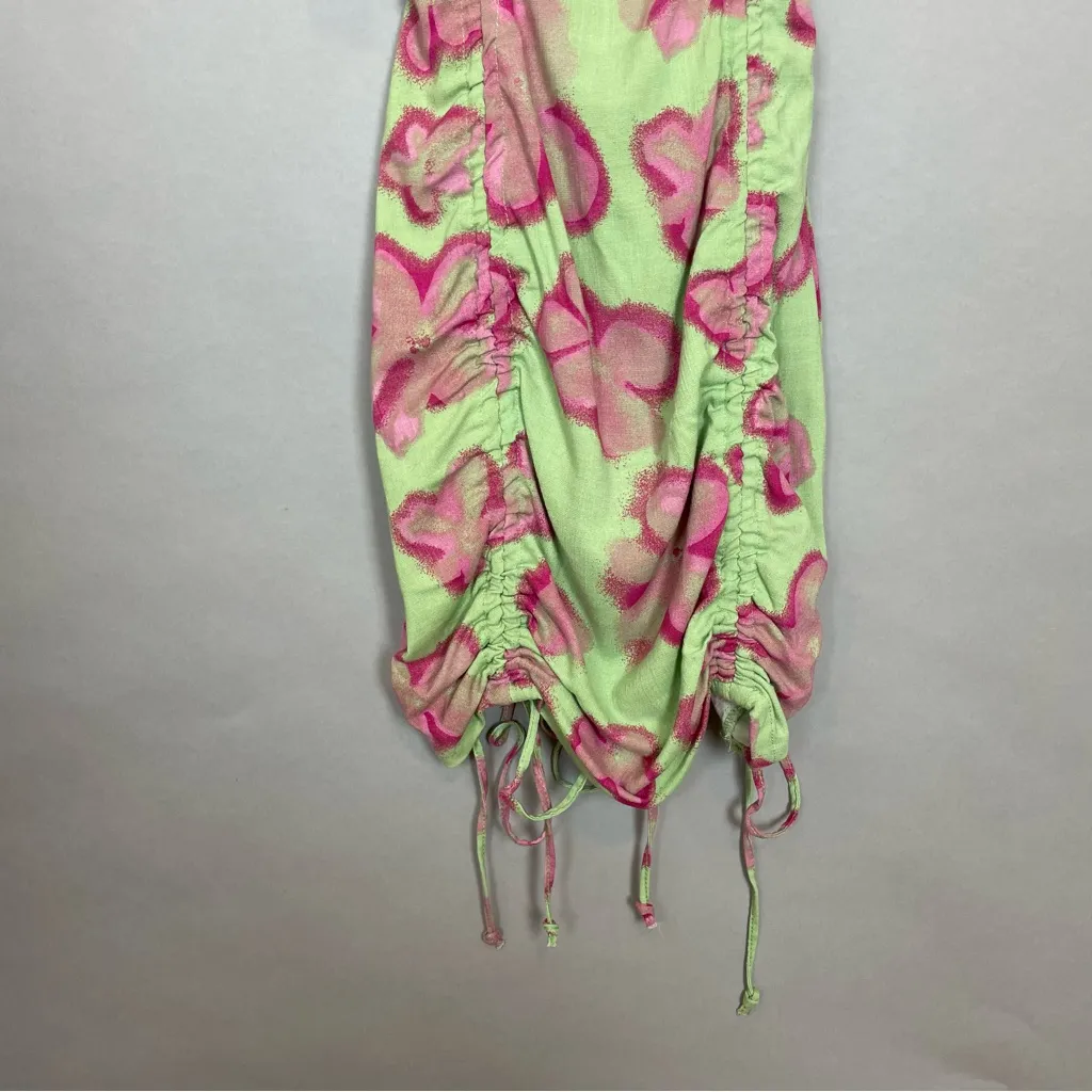 Wild Fable Cut-Out Dress Floral NWT‎ Green Pink Bodycon Fairycore Ruched Small - Image 9