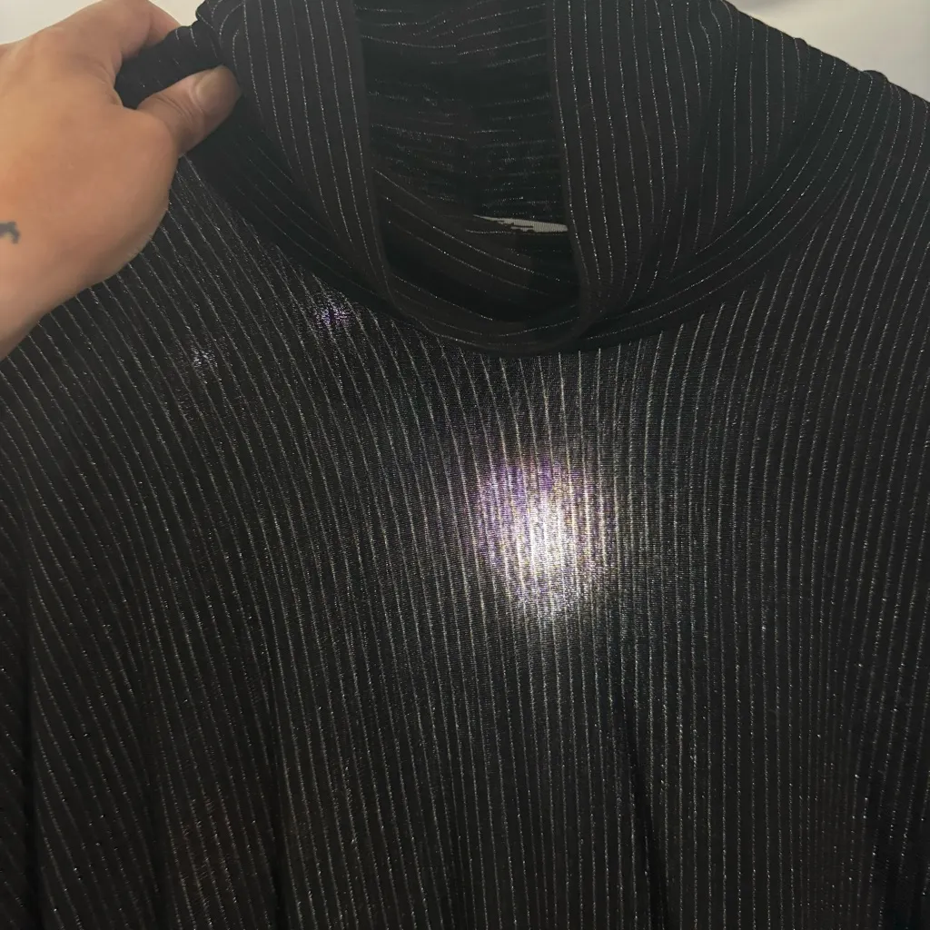 NEW Michael Stars Black Metallic Turtleneck Tunic Size X-Large - Image 9