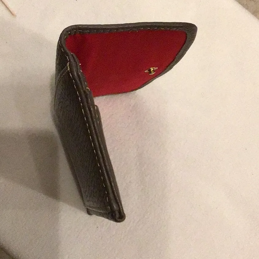 Dooney & Bourke Slim Bill And Credit Card Wallet Grey and Red interior - Image 6