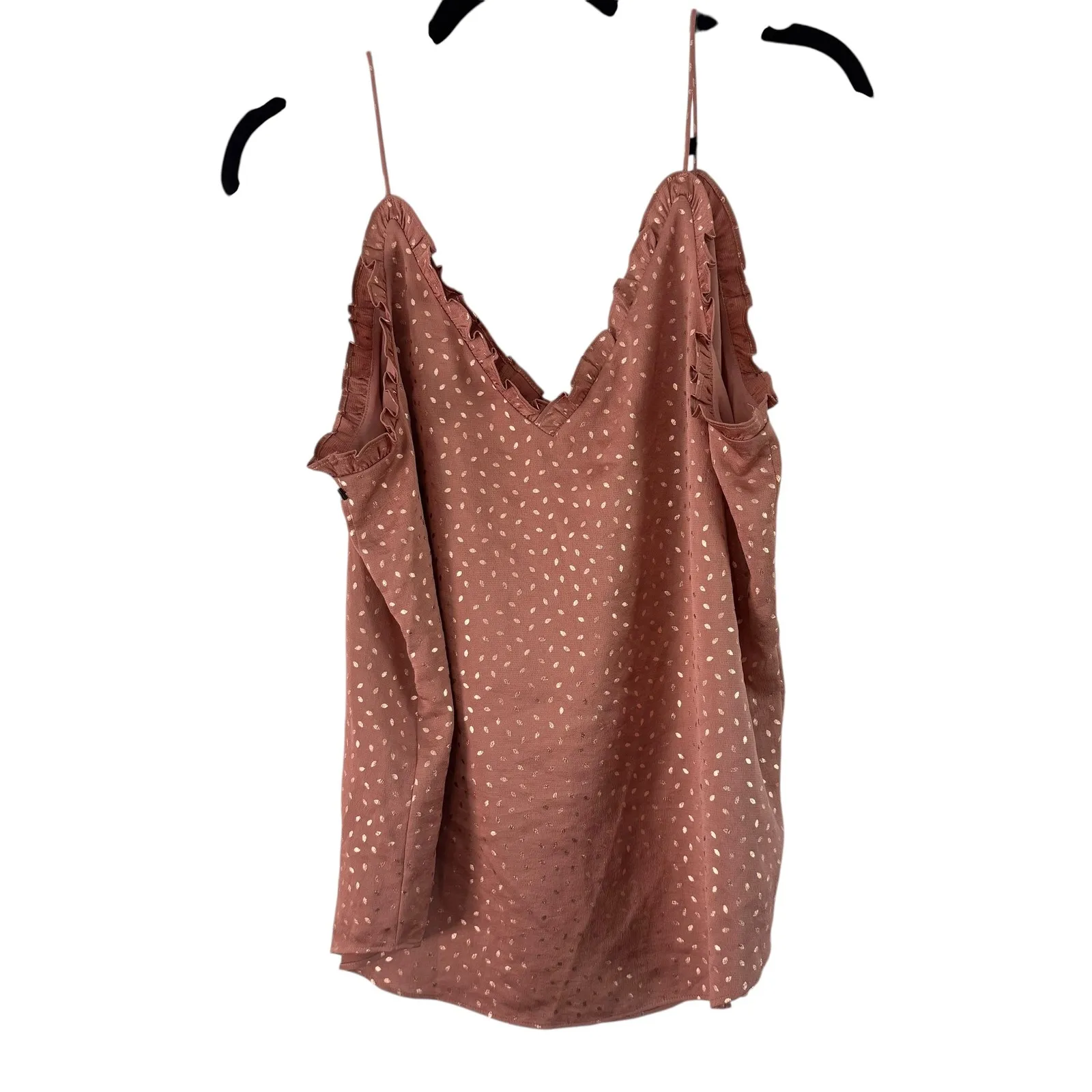 EXPRESS ‎ Cami Top Ruffle Trim Sleeveless Casual Blouse Rose Gold Medium - Image 6