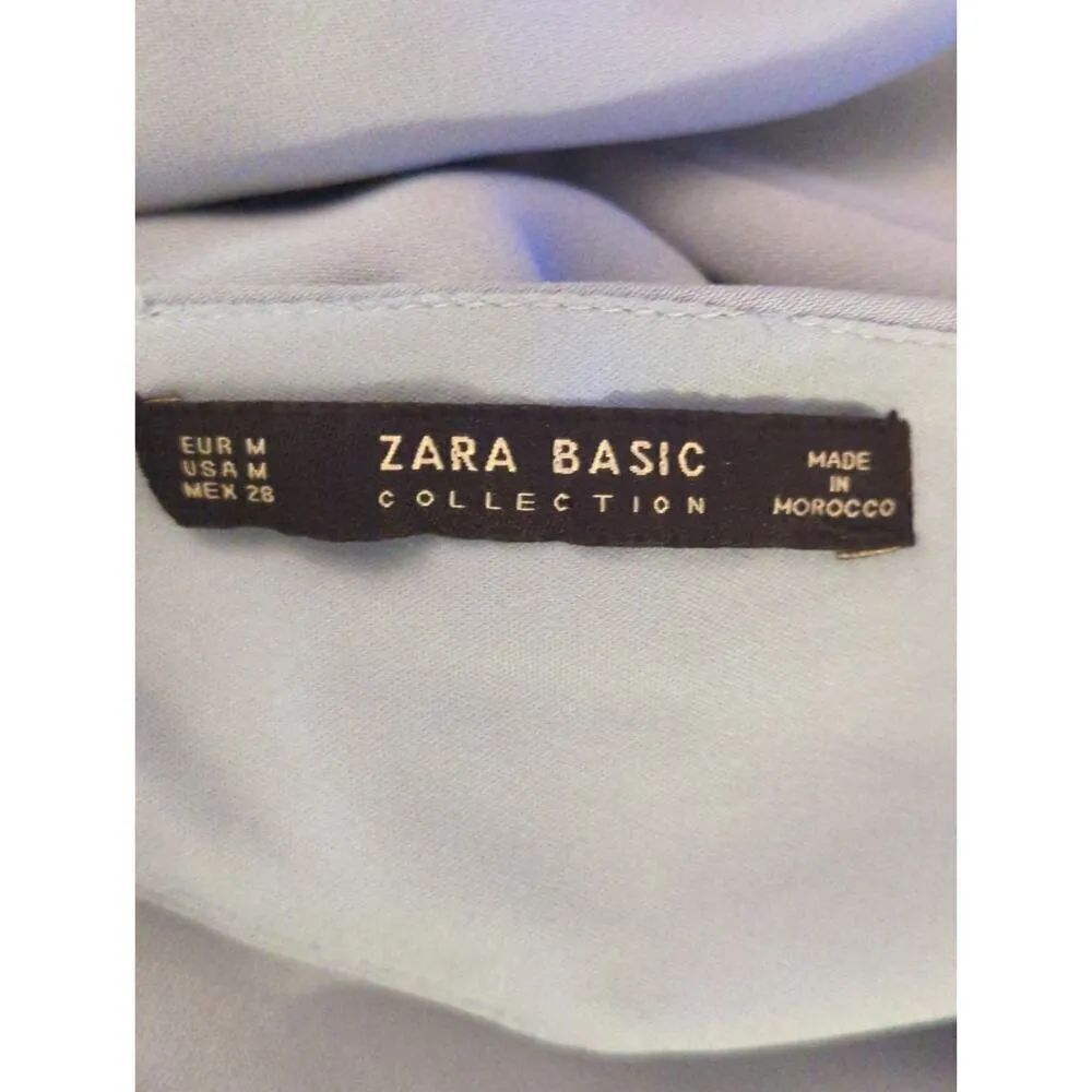 Zara Basic Light Blue Surplice Wide Leg Loose‎ Sexy Back Jumpsuit Size M - Image 12
