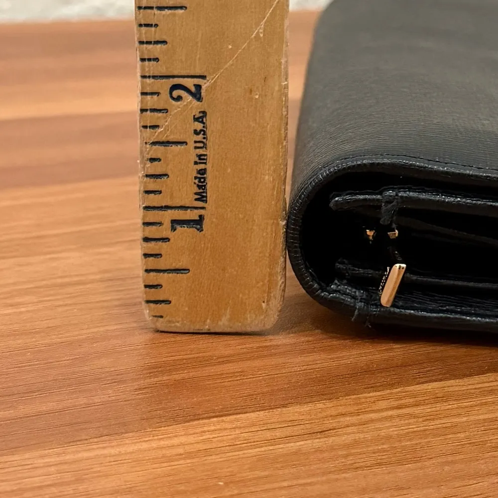 FURLA Camellia Black Genuine Textured Leather Continental Wallet 8”X4” - Image 10