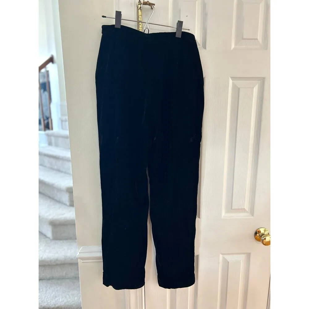 Emanuel Ungaro Straight Leg Black Crushed Velvet Silk Blend Trouser Pants Size 8 - Image 2