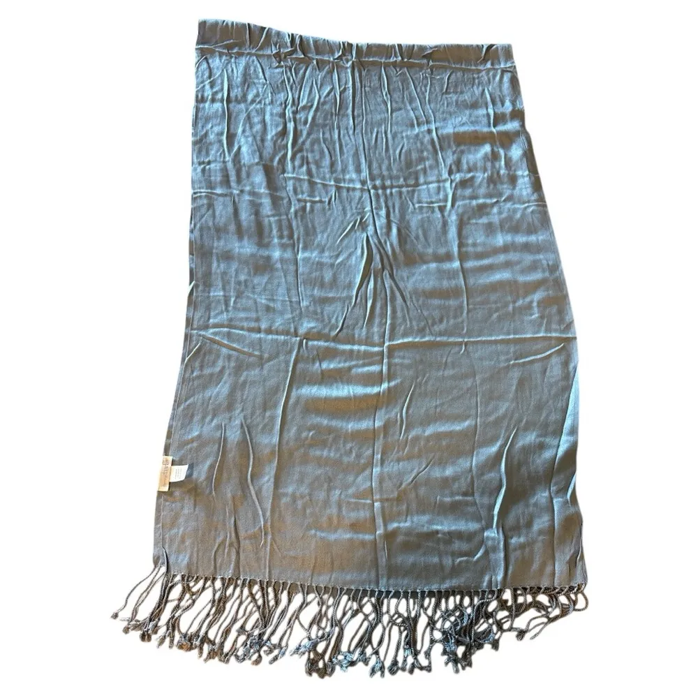 Charming Charlie Blue Fringe Wrap Scarf - Image 2