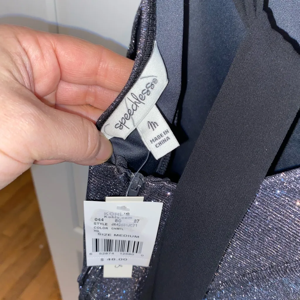 New Speechless Black silver sparkle sleeveless black tie bow Holiday party dress - Image 6