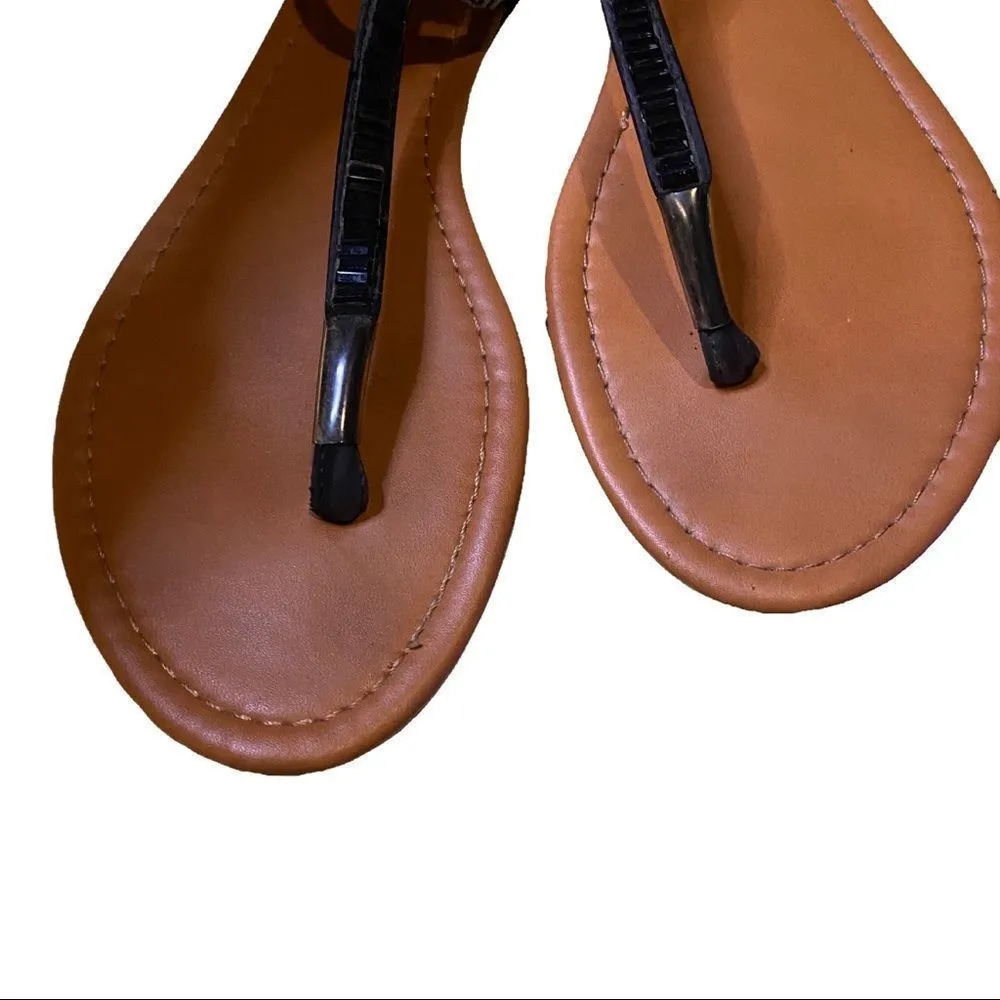 🎈Olivia Miller Double Strap Sandals Black Bling Size 8 - Image 7