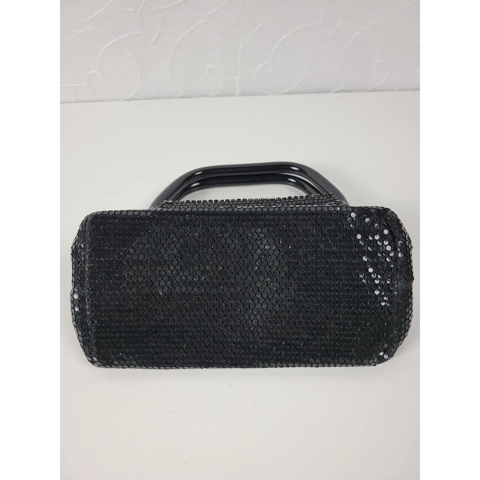 Vintage Handbag PuLumured Mesh Tile Rhinestone Evening Clutch Purse Black‎ Black - Image 2