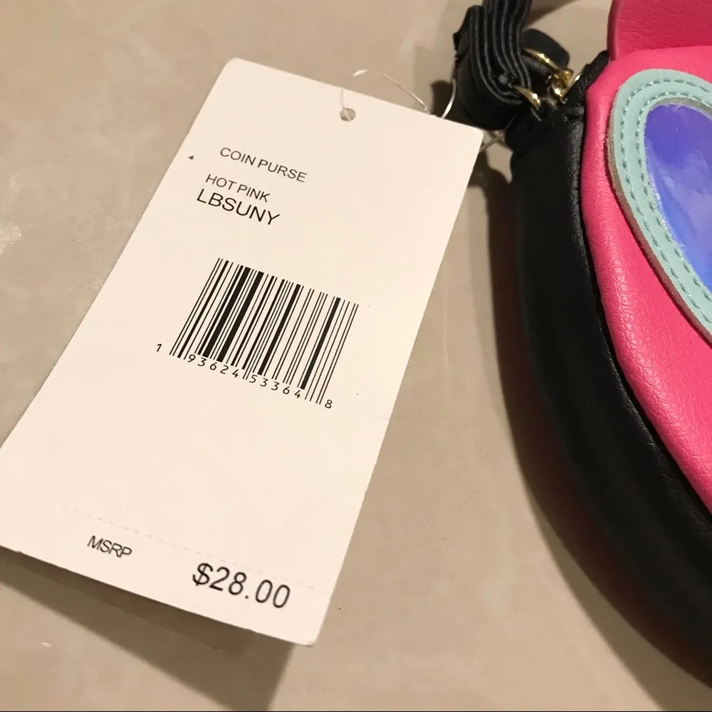 Betsey Johnson Hot Pink LBSuny Coin Purse Wristlet - Image 4