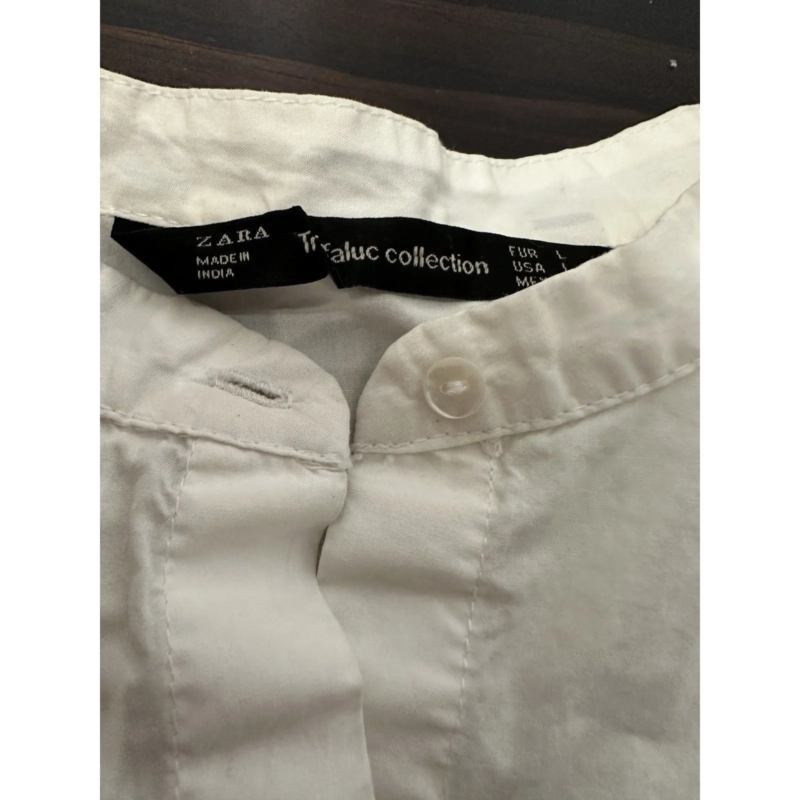 ZARA L White Floral Embroidered Ballon  Sleeves Peasant Relaxed Blouse Top - Image 4