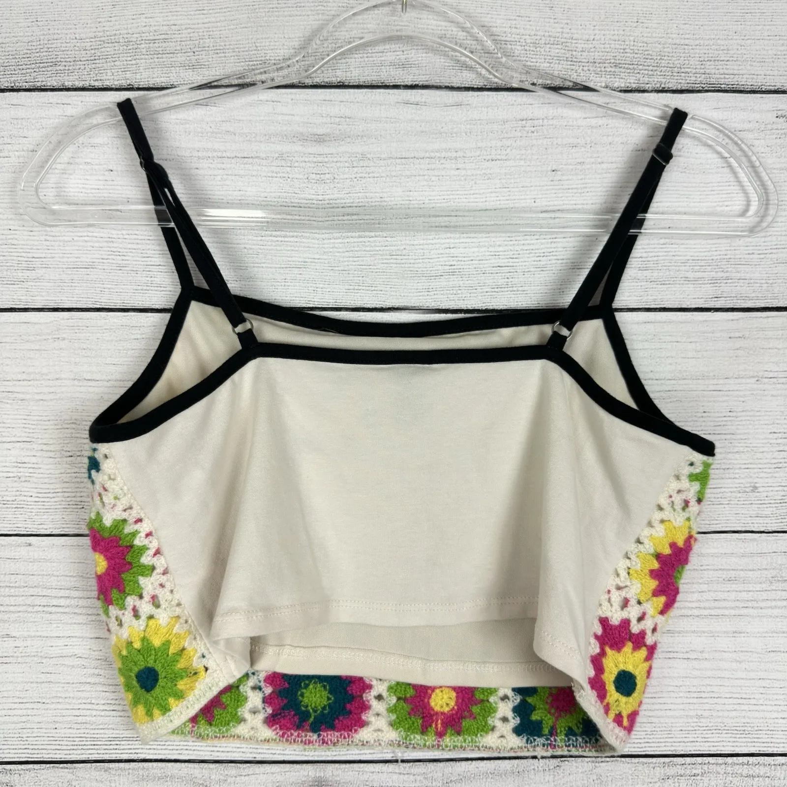 Vintage Crochet Floral Crop Top Sz Small Bralette Boho Hippie Festival Coquette‎ - Image 3