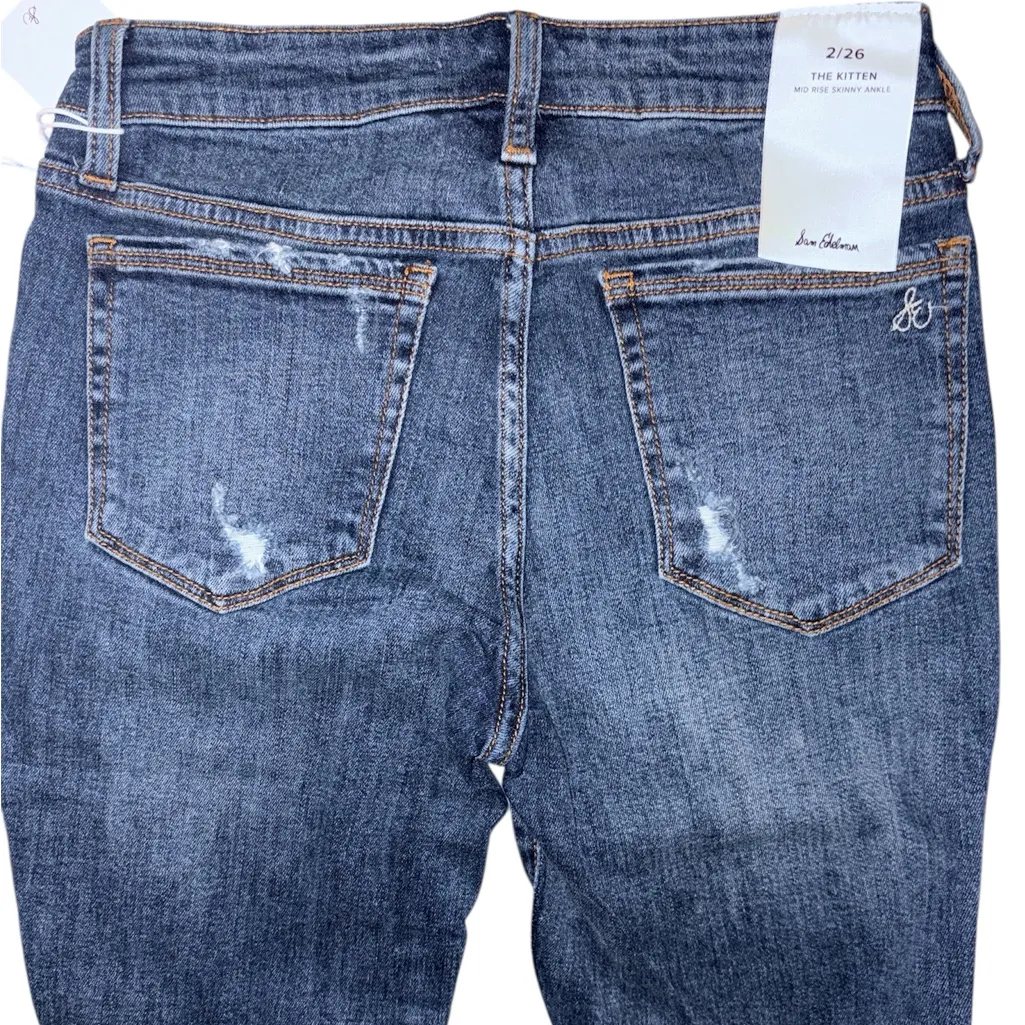 NWT Sam Edelman The Kitten Mid Rise Skinny Ankle Dark Wash Jeans Women Size 2/26 - Image 10