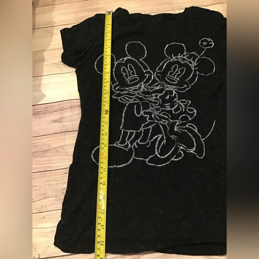 Disney parks womans size small black silver glitter Mickey & Minnie Mouse - Image 4
