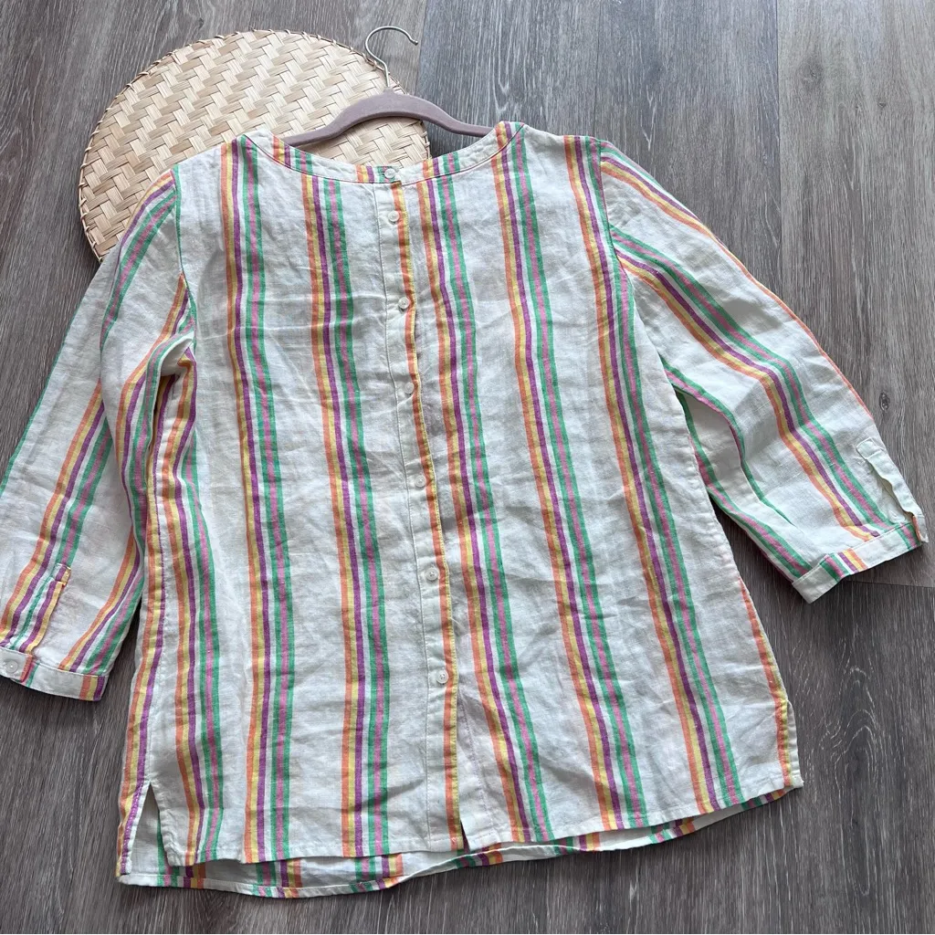 Boden Katie linen top striped button back‎ Size 8 - Image 7