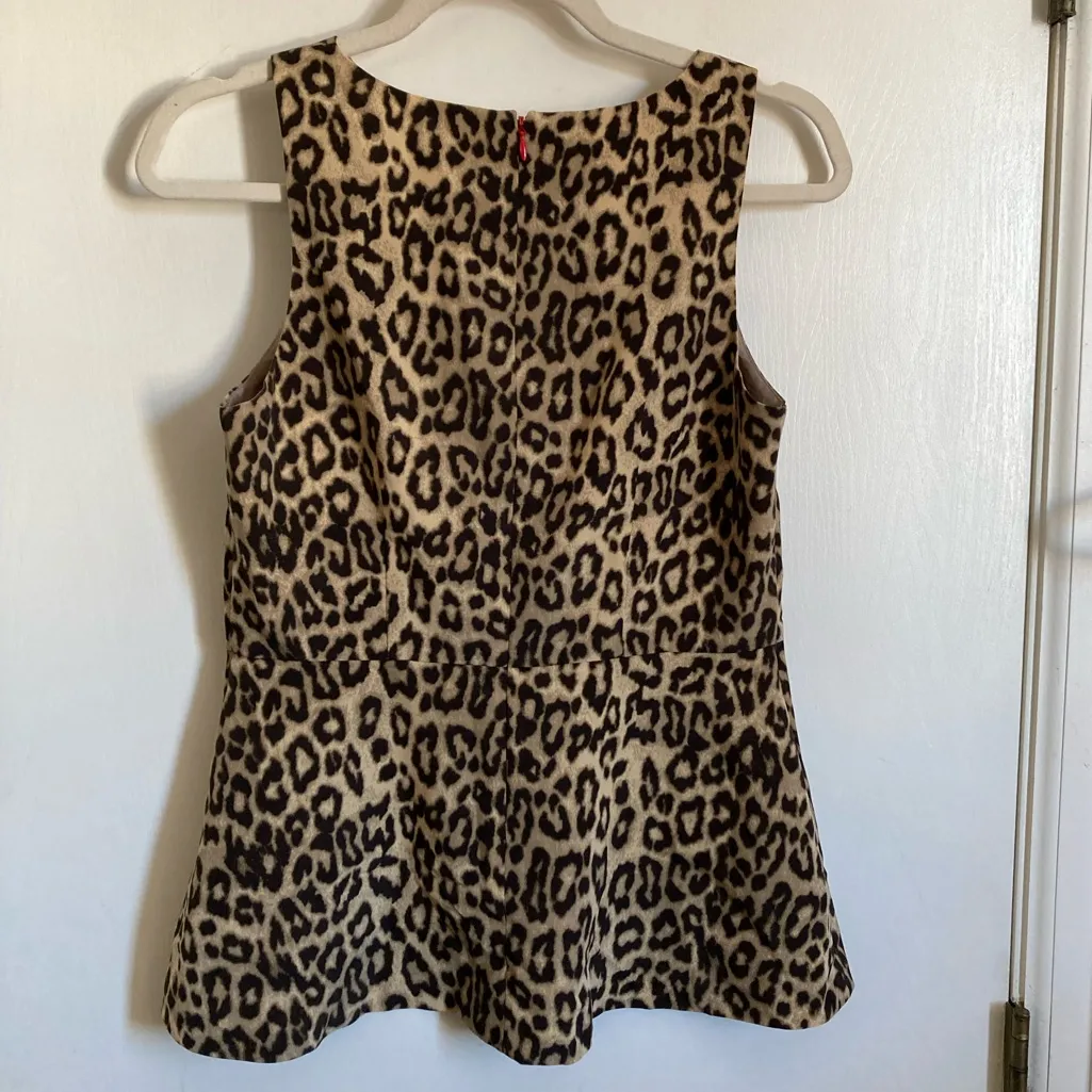 🌸Banana Republic Leopard Animal Print Sleeveless Peplum Tank Top Blouse #Br - Image 8