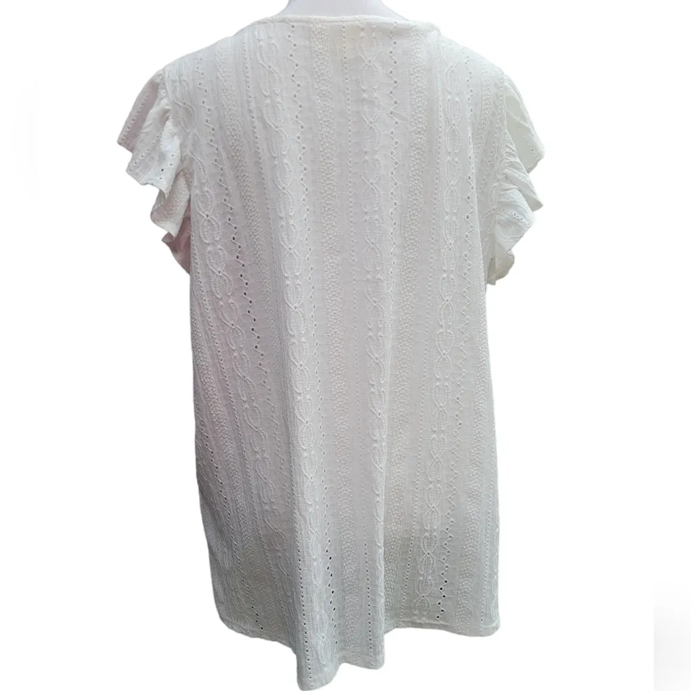 Betsey's Boutique Shop | Eyelet Ruffle Sleeve Blouse | Color: white | Size: XL - Image 5