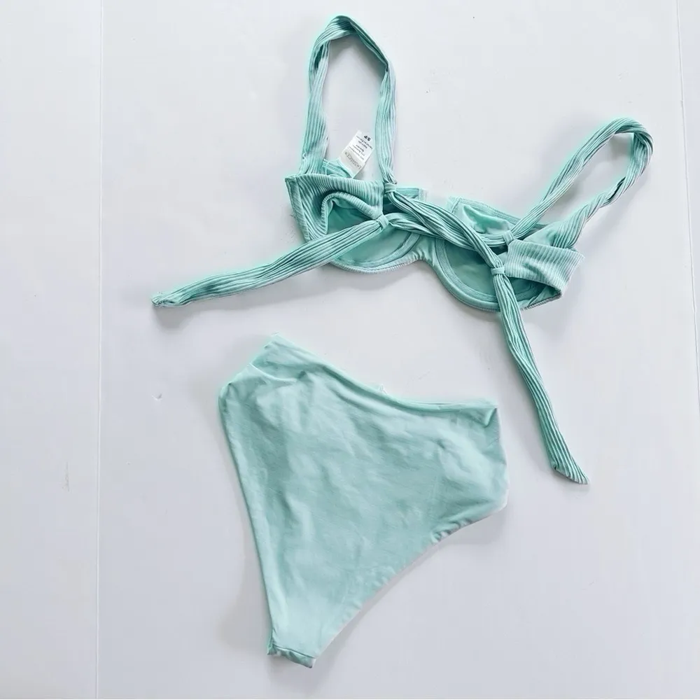 NEW L*Space Pointelle Rib Camellia Bikini Top & Arlo Bikini Bottom Pool Swimsuit - Image 8