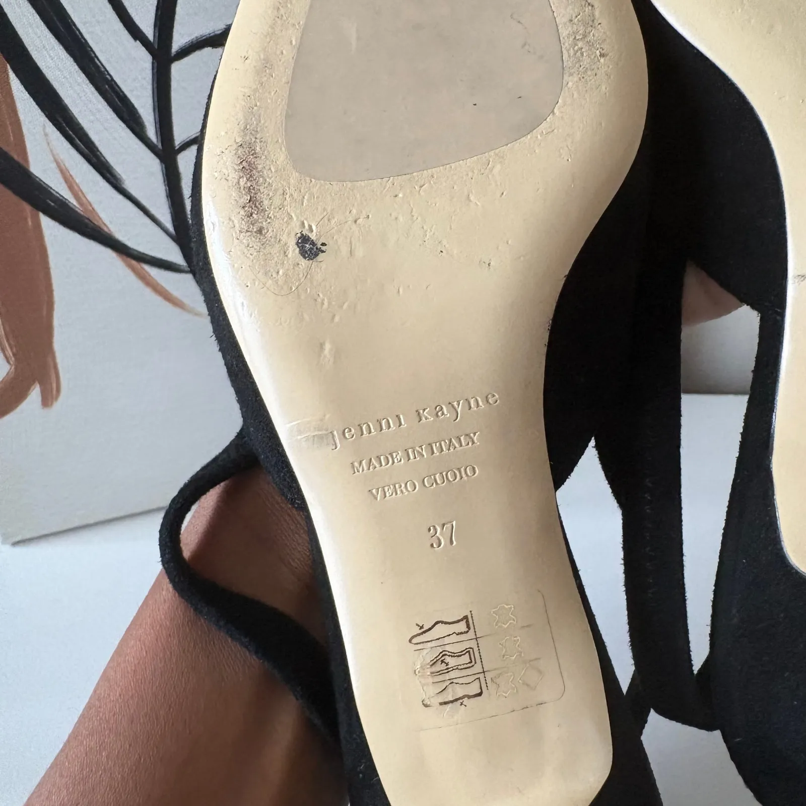 Jenni Kayne Black Suede Pointed Toe Slingback Kitten HeelsSize 37 - Image 9