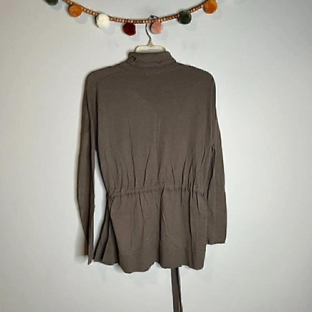 Garnet Hill taupe Merino Wool mock neck sweater - Image 5