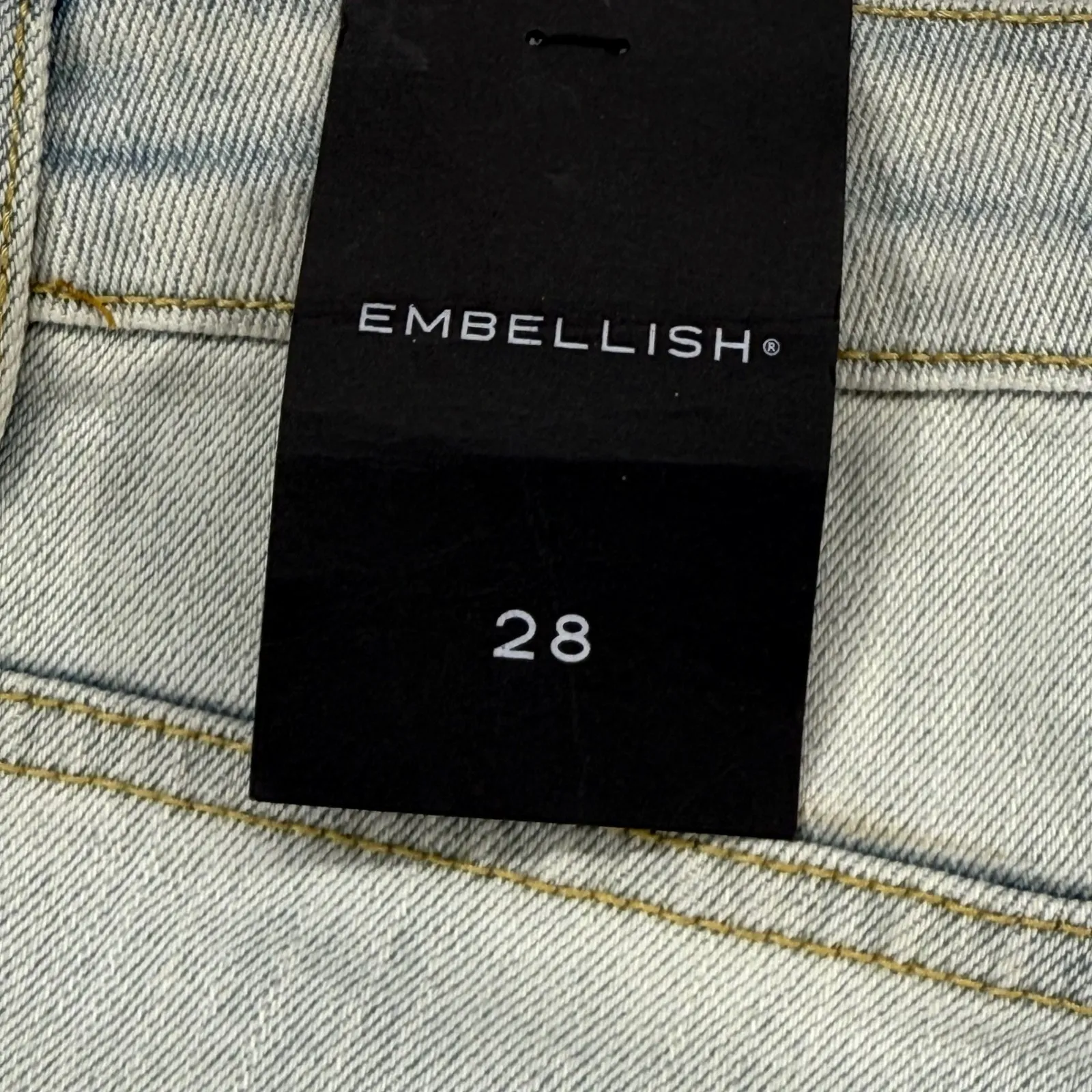 Embellish Distressed Ripped Denim Jeans White Stripe‎ Light Wash Womens Size 28 Blue - Image 9