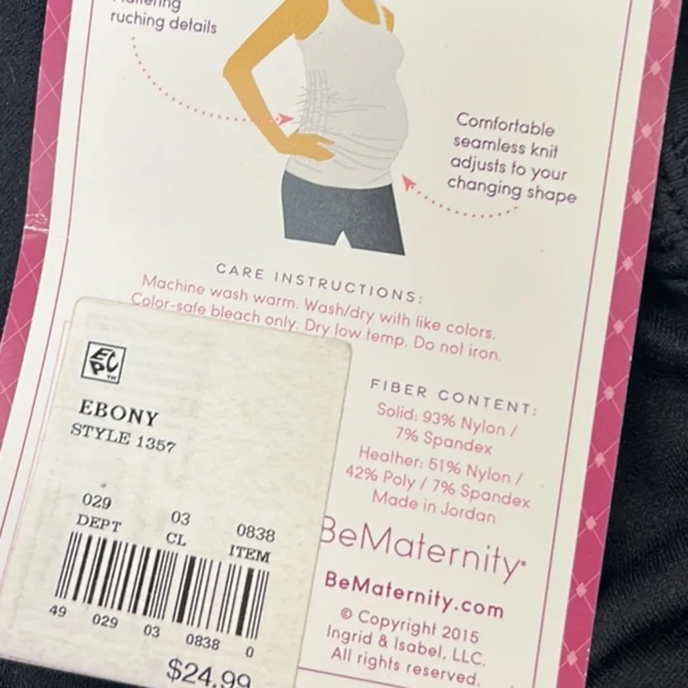 Be Maternity by Ingrid & Isabel New Channel Ruched Black Tank Top Size M/L - Image 8