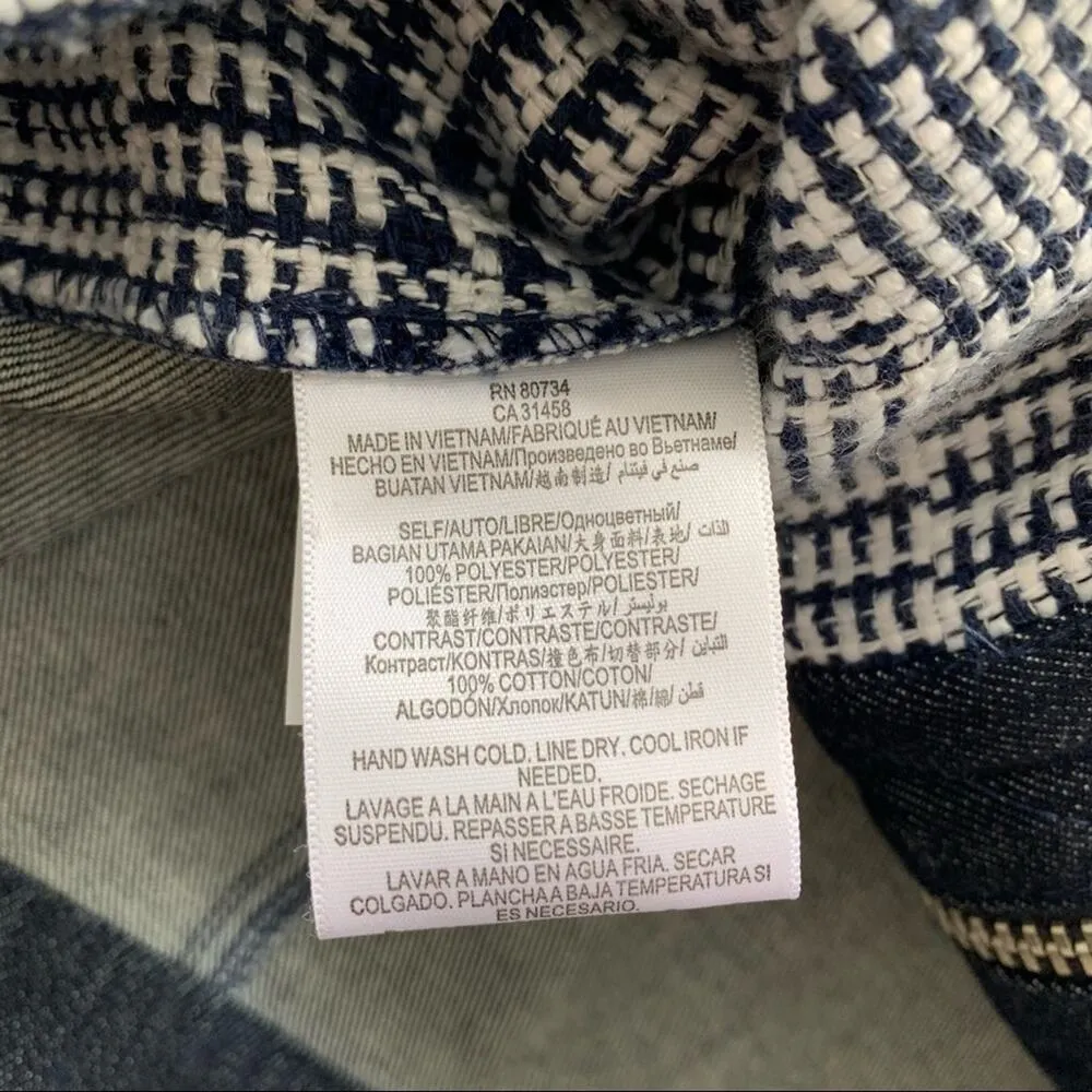 BCBGeneration Plaid Print & Denim Zip Up Blazer Jacket Women's Size 10 - Image 7