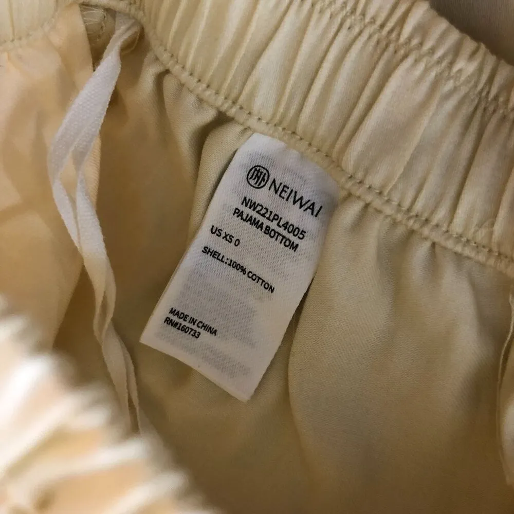 Neiwai Straight Leg Pajama Pants Pockets Sand Stone Ivory XS - Image 6