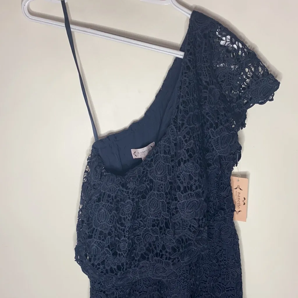 Nanette Lepore one shoulder lace sheath dress sz 8 - Image 6