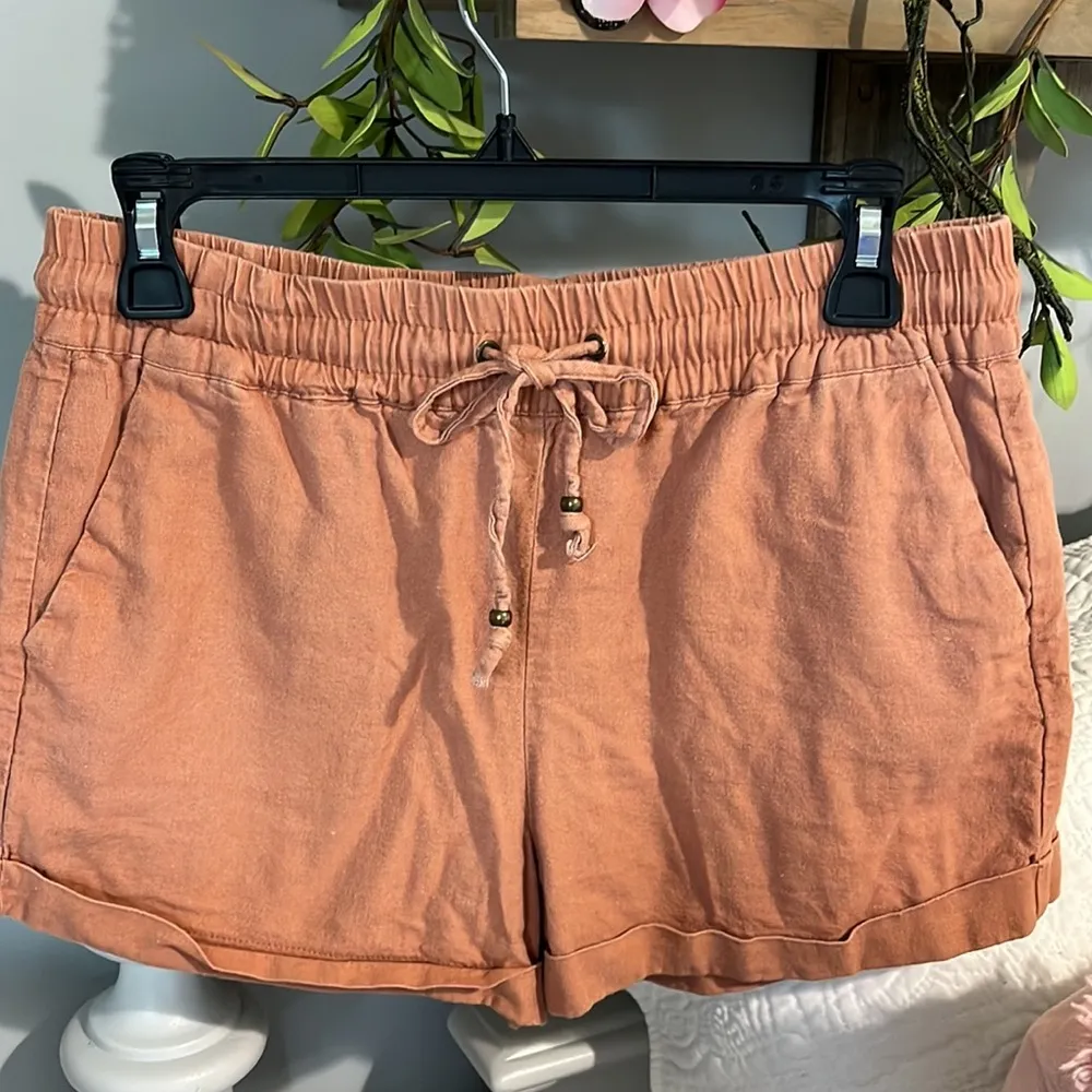 Love Tree Boutique Linen Shorts Womens Large Elastic Drawstring - Image 5