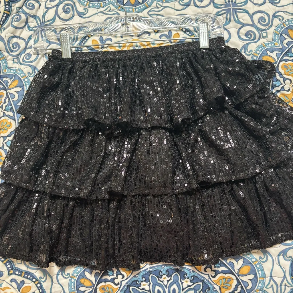 Black Sequin Tiered Skirt - Image 3