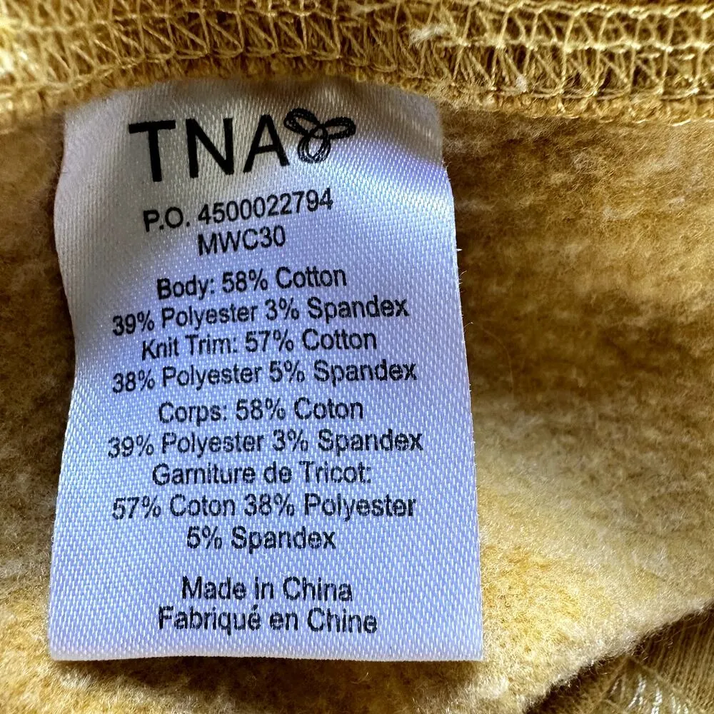 Artizia TNA Sweatshirt Raglan Round Neck Embroidered Rib Trim Yellow Small - Image 3