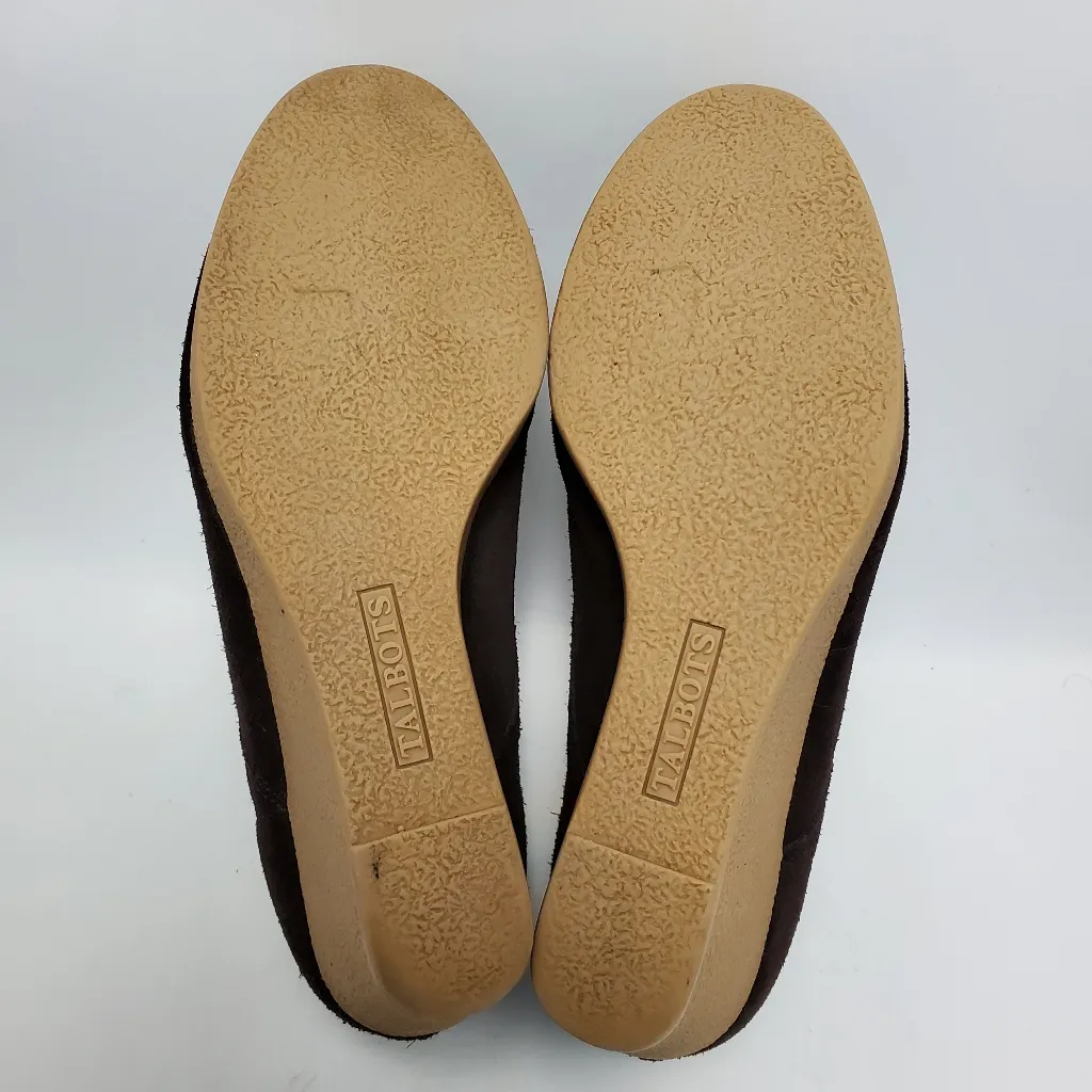 Talbots Suede Leather Wedge Lace Up Ankle Booties Brown Size 8M - Image 8