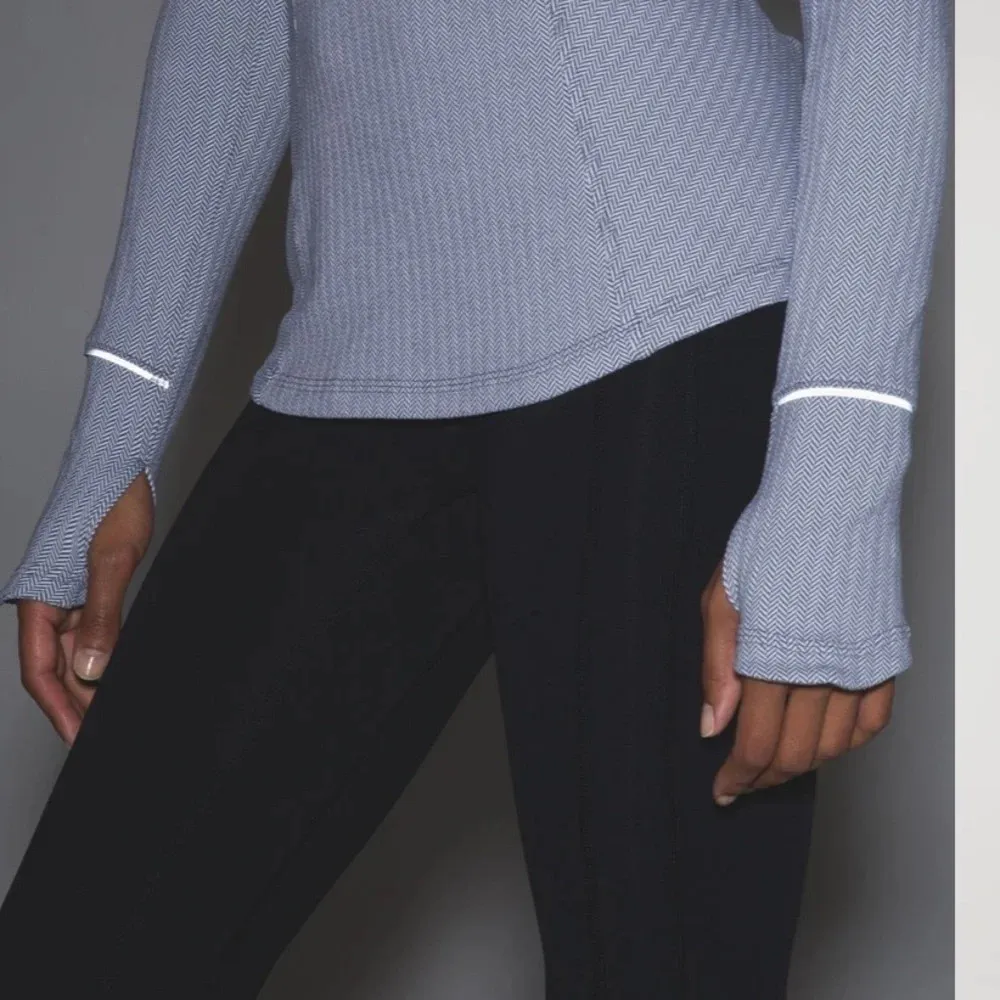 Lululemon Kanto Catch Me Long Sleeve Size 10 Sweatshirt Gray Herringbone Top - Image 13