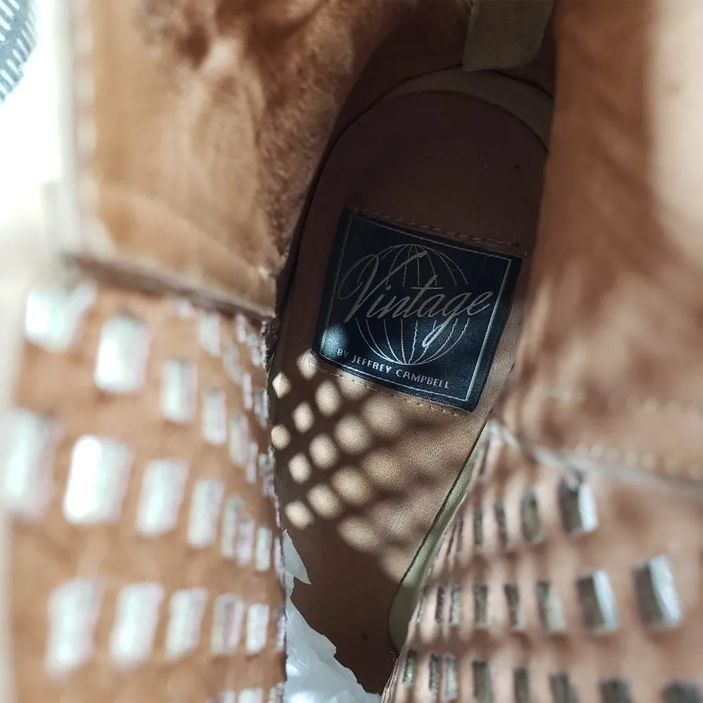 VINTAGE BY JEFFREY CAMPBELL Women's 9 Tan Solid Caged, Open Toe, Retain Heels - Image 4