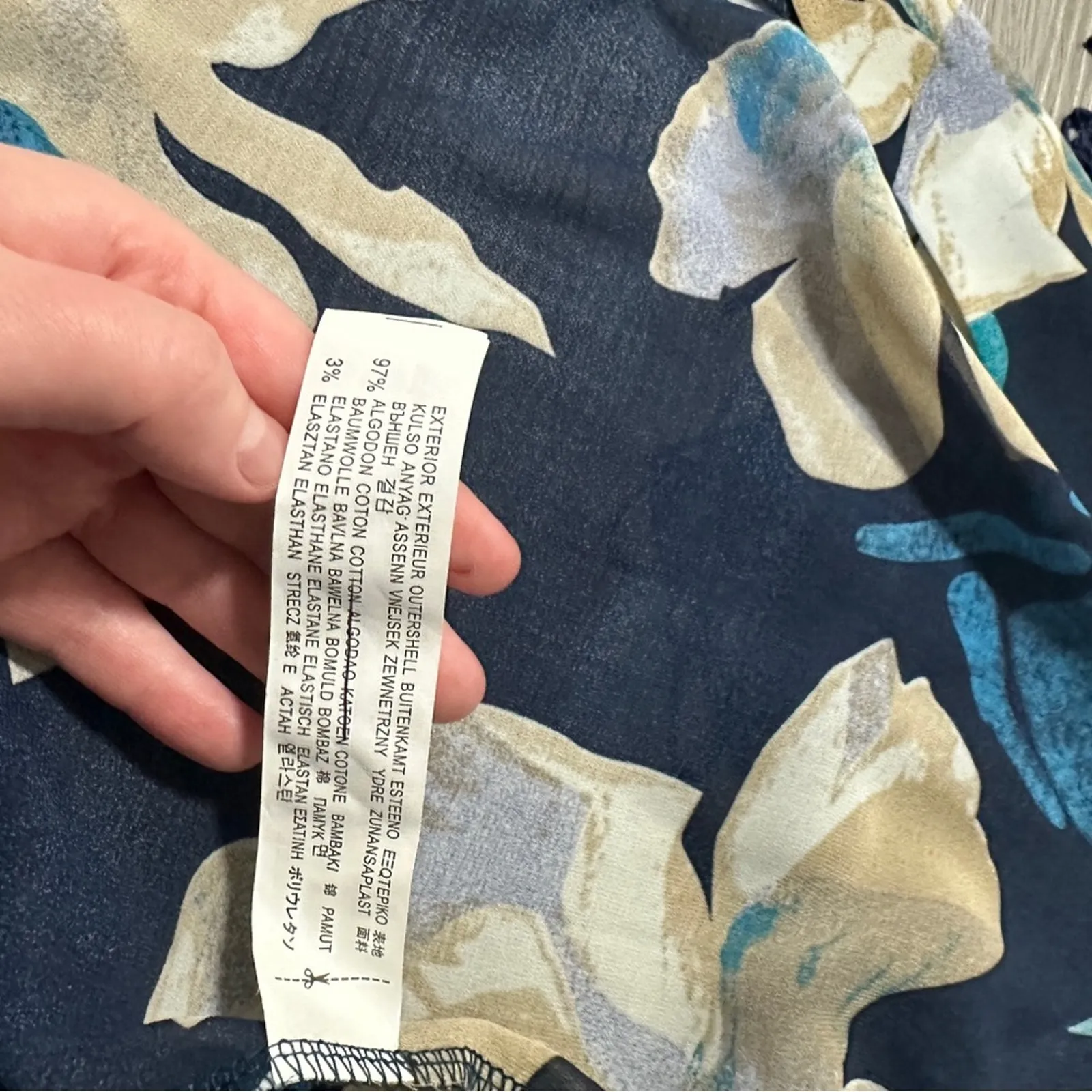 Zara Navy Blue &‎ Blue Floral Print Fringe Cardigan Kimono Size L - Image 7