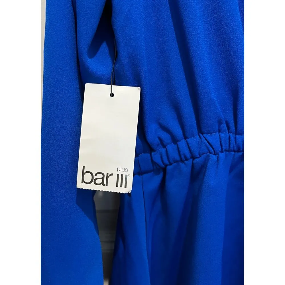 NWT BAR III Dress Plus Sz 2X Royal Blue Criss Cross V Neck Bodice Elastic Waist - Image 5