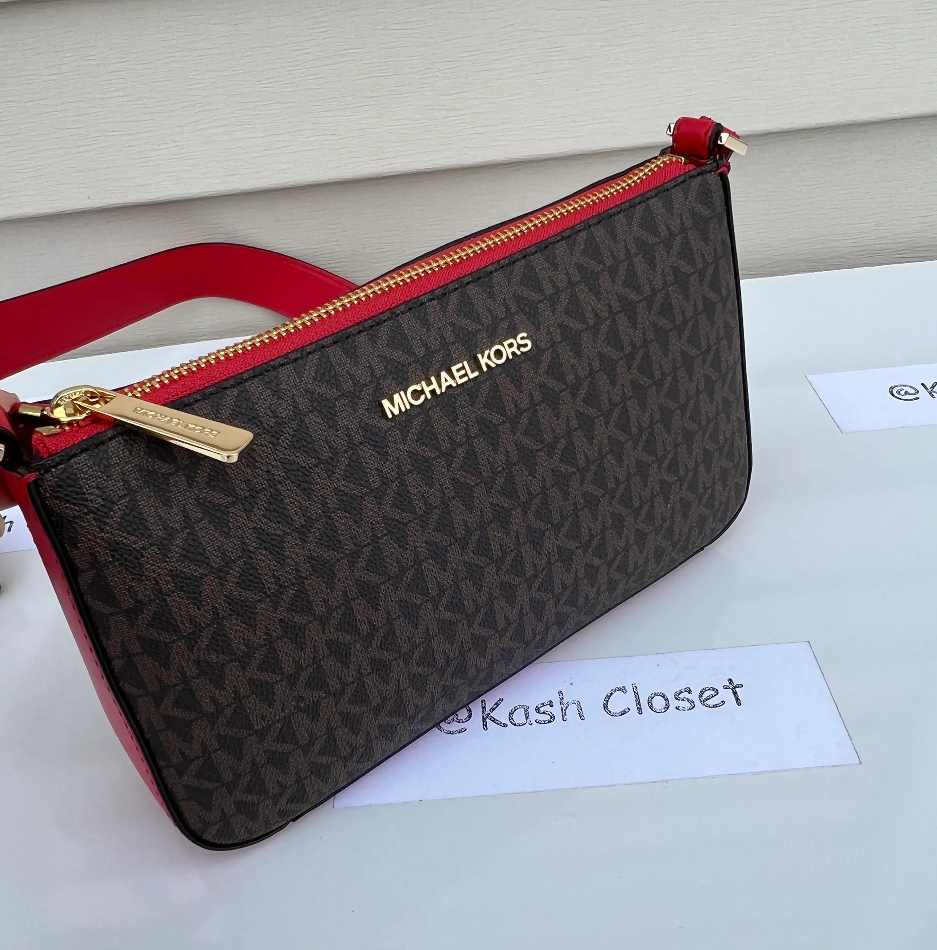 Michael Kors MK Jet Set Travel SM Crossbody With Tech Attach -Flame - Image 4