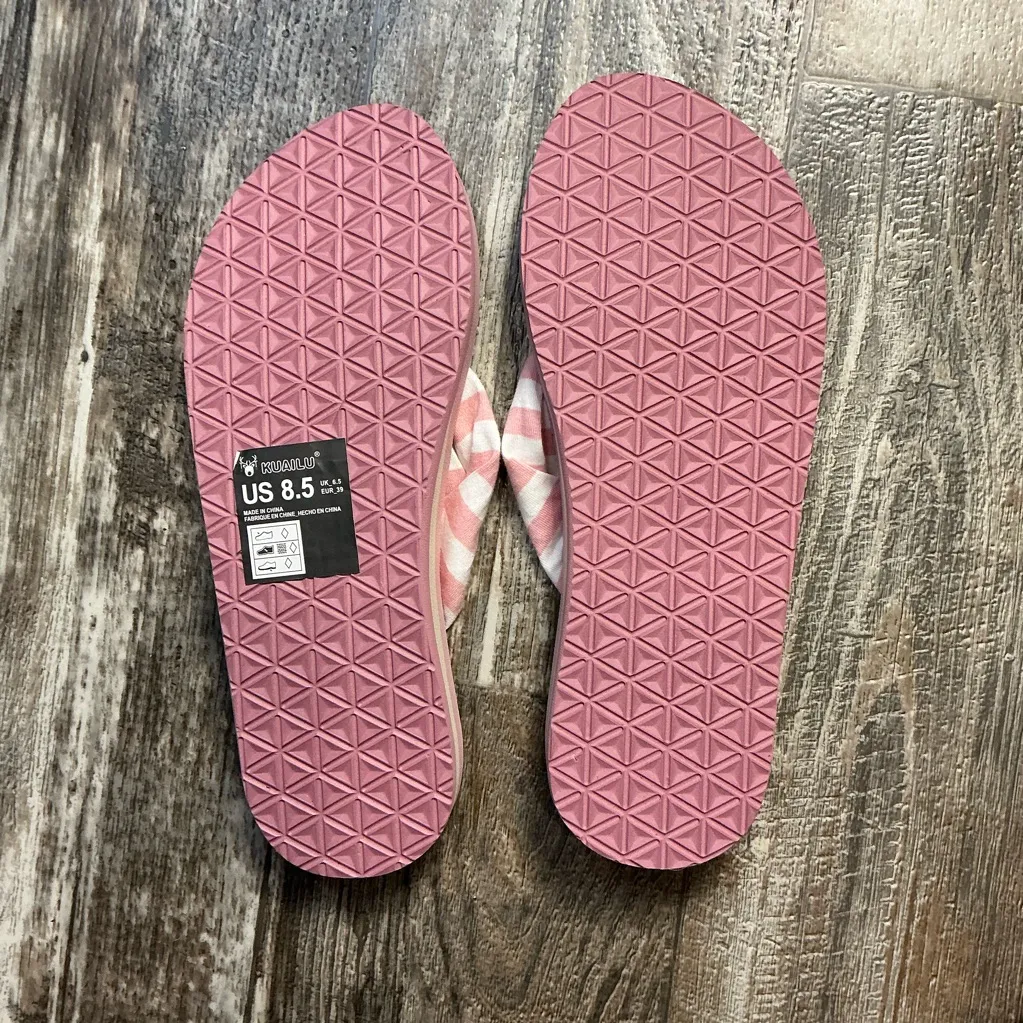 Pink Striped Women's Sandals Size 8.5 - Image 7