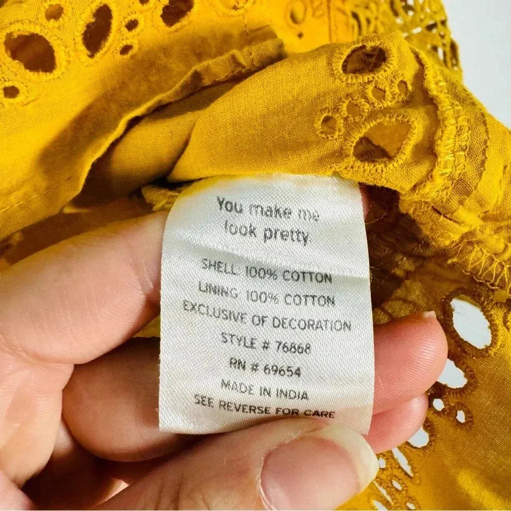 Rahi Yellow Paradise Cotton Eyelet Top Button - Image 6