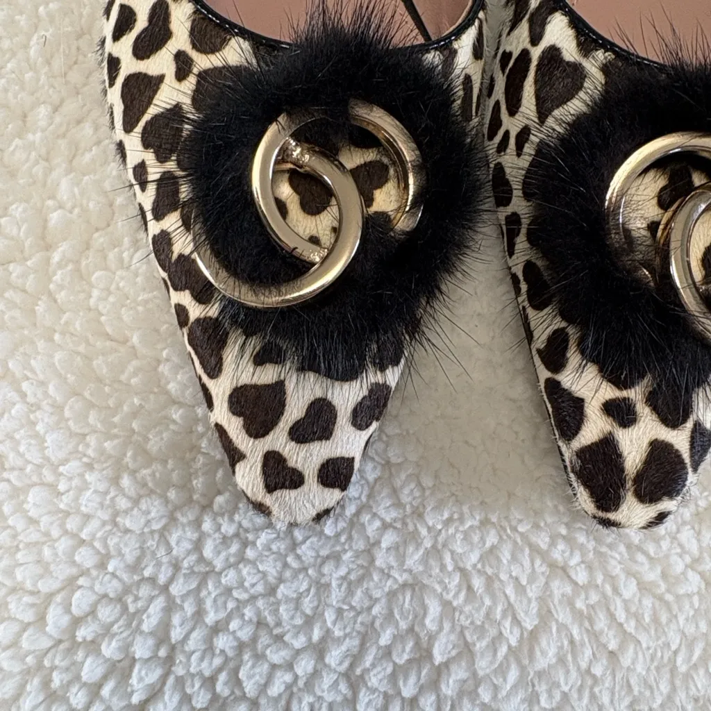 Maud Frizon Leopard Print Flats Calf Hair Brown Cream Size 8 - Image 3