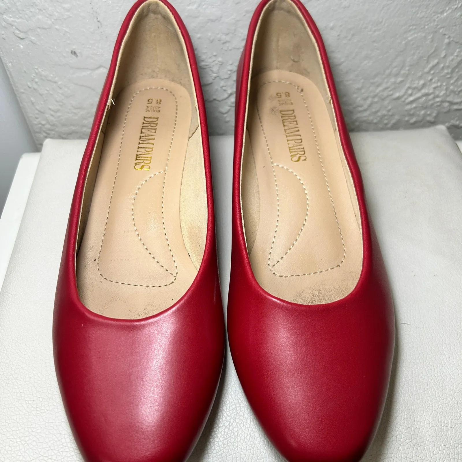 Dream Pairs Mila Red Low Heel Chunky Pump Shoes Women's 8.5 Career‎ - Image 3